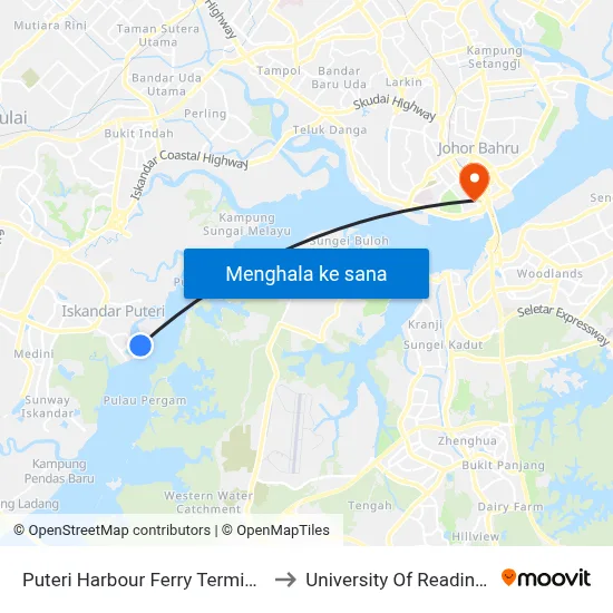 Puteri Harbour Ferry Terminal (0008130) to University Of Reading Malaysia map