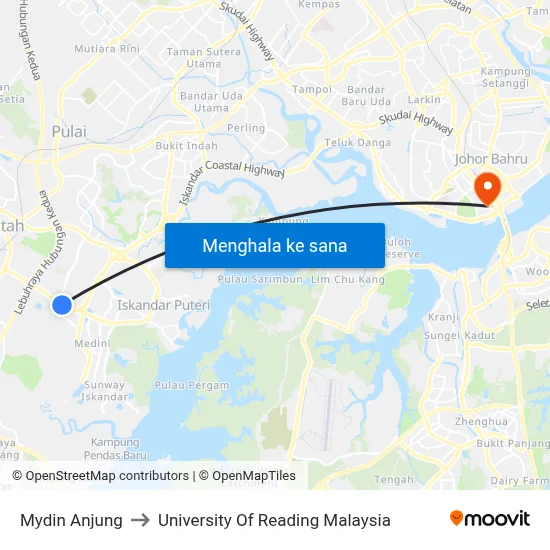 Mydin Anjung to University Of Reading Malaysia map