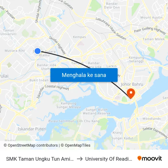 SMK Taman Ungku Tun Aminah (0007601) to University Of Reading Malaysia map