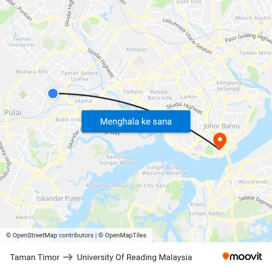 Taman Timor to University Of Reading Malaysia map