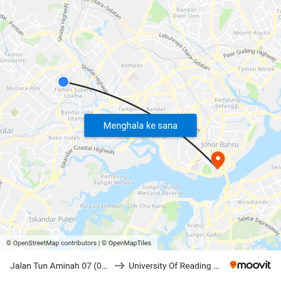 Jalan Tun Aminah 07 (0006538) to University Of Reading Malaysia map
