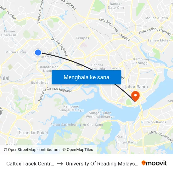 Caltex Tasek Central to University Of Reading Malaysia map