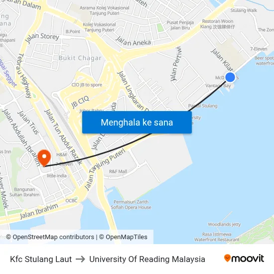 Kfc Stulang Laut to University Of Reading Malaysia map