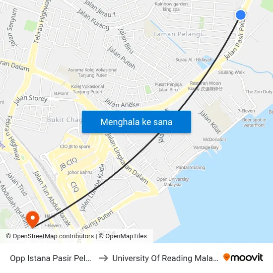 Opp Istana Pasir Pelangi to University Of Reading Malaysia map