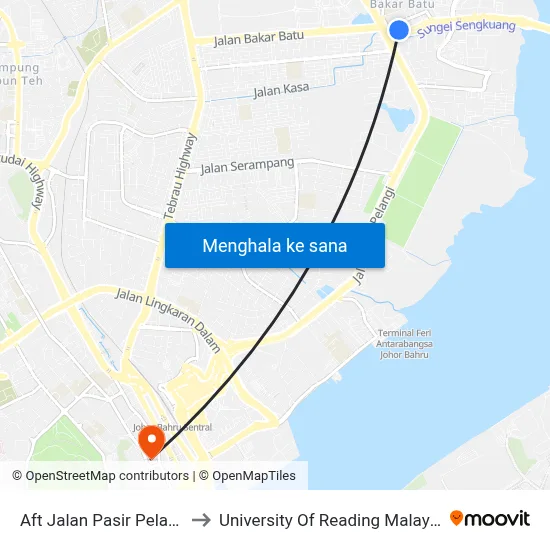 Aft Jalan Pasir Pelangi to University Of Reading Malaysia map