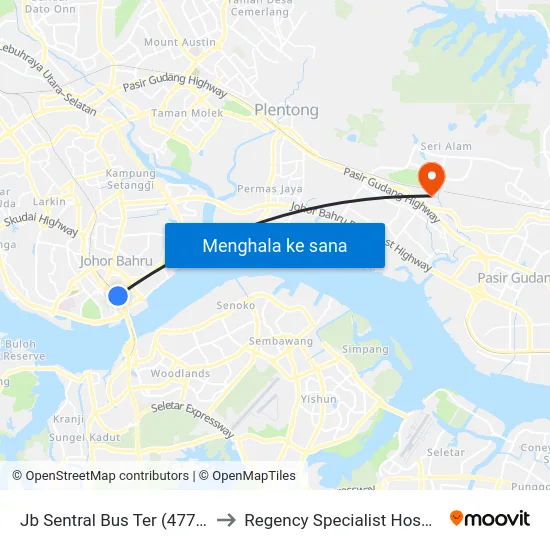 Jb Sentral Bus Ter (47711) to Regency Specialist Hospital map