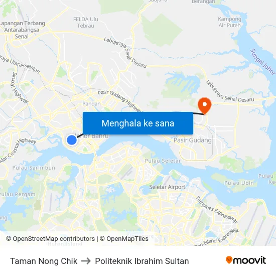 Taman Nong Chik to Politeknik Ibrahim Sultan map