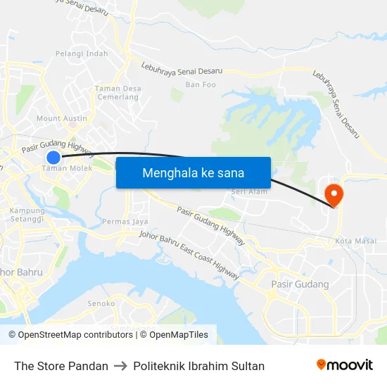 The Store Pandan to Politeknik Ibrahim Sultan map