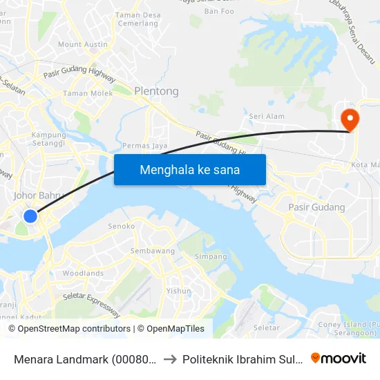 Menara Landmark (0008096) to Politeknik Ibrahim Sultan map