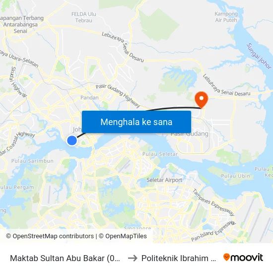 Maktab Sultan Abu Bakar (0005494) to Politeknik Ibrahim Sultan map
