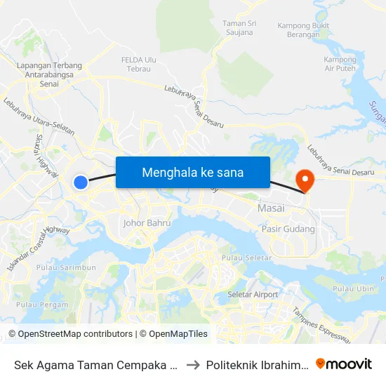 Sek Agama Taman Cempaka (0007660) to Politeknik Ibrahim Sultan map