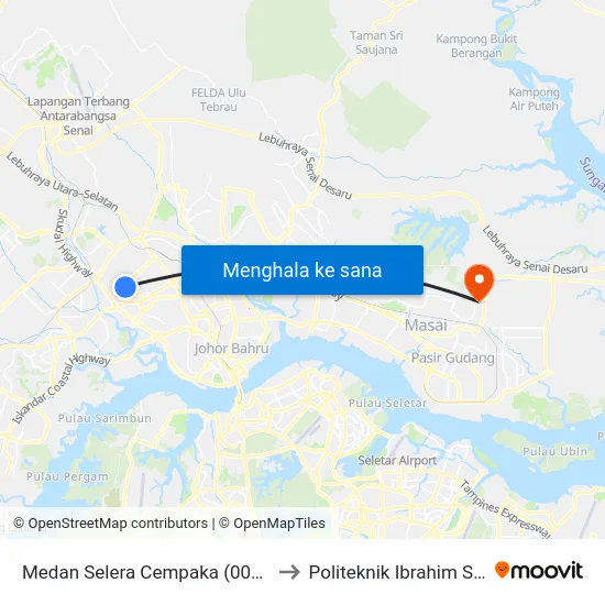 Medan Selera Cempaka (0007662) to Politeknik Ibrahim Sultan map