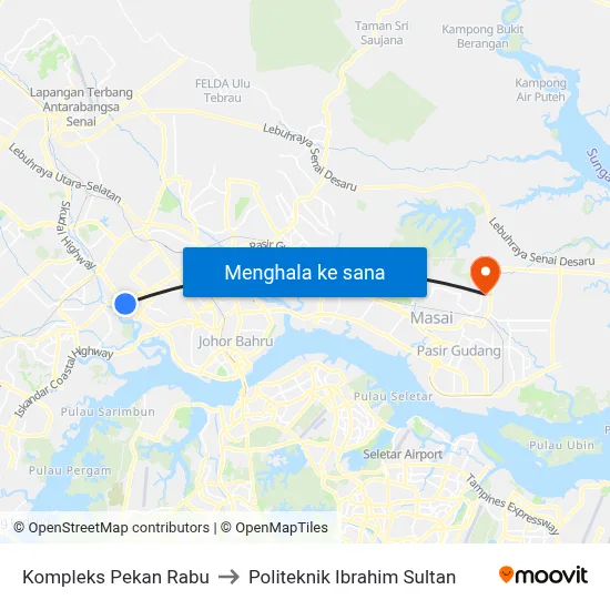 Kompleks Pekan Rabu to Politeknik Ibrahim Sultan map