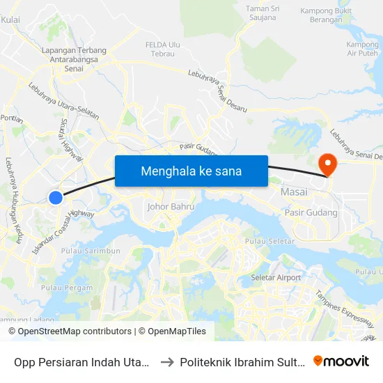 Opp Persiaran Indah Utama to Politeknik Ibrahim Sultan map