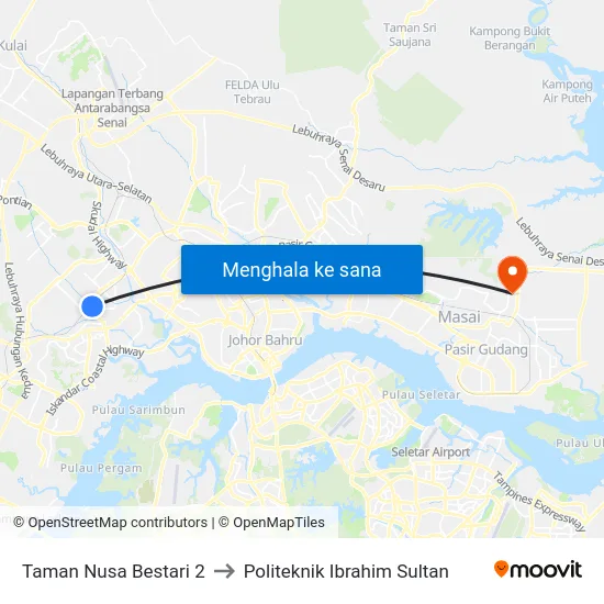 Taman Nusa Bestari 2 to Politeknik Ibrahim Sultan map