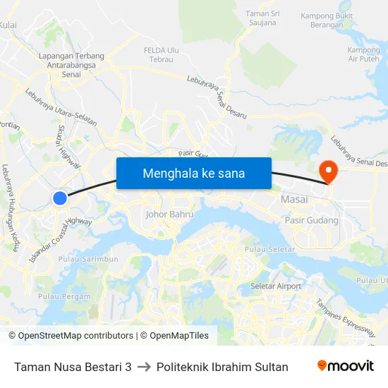 Taman Nusa Bestari 3 to Politeknik Ibrahim Sultan map