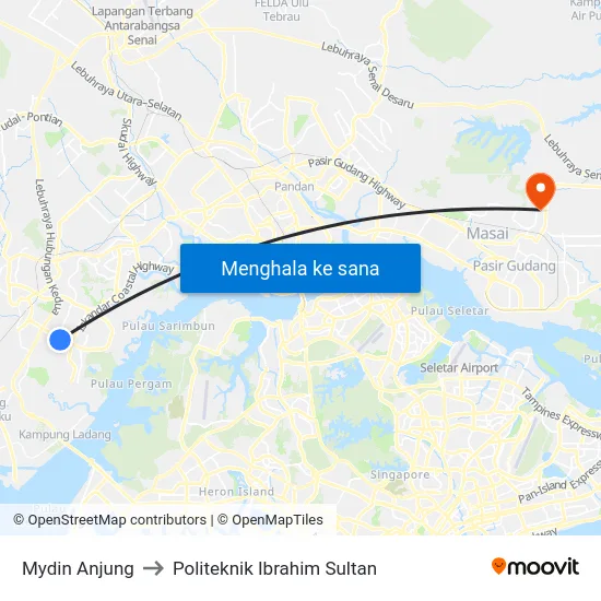 Mydin Anjung to Politeknik Ibrahim Sultan map