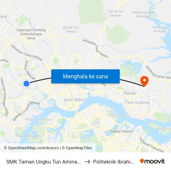 SMK Taman Ungku Tun Aminah (0007601) to Politeknik Ibrahim Sultan map