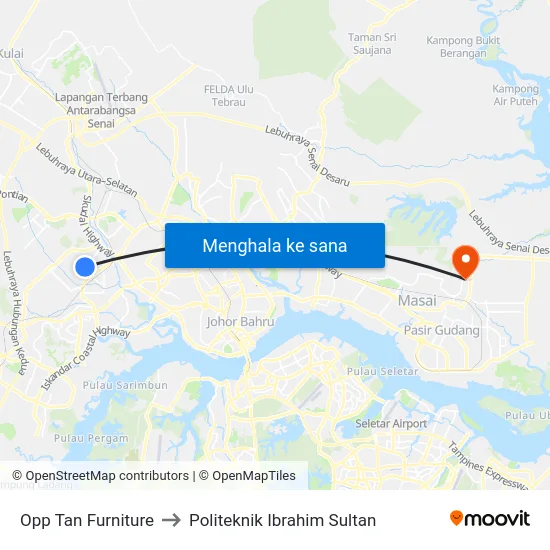 Opp Tan Furniture to Politeknik Ibrahim Sultan map