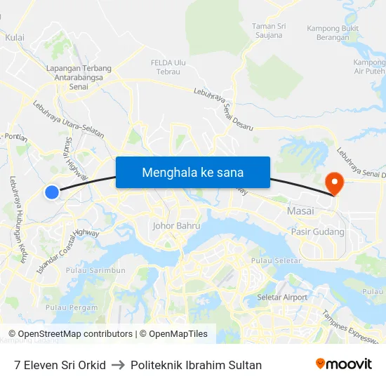 7 Eleven Sri Orkid to Politeknik Ibrahim Sultan map