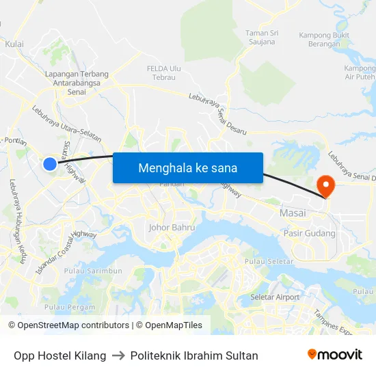 Opp Hostel Kilang to Politeknik Ibrahim Sultan map
