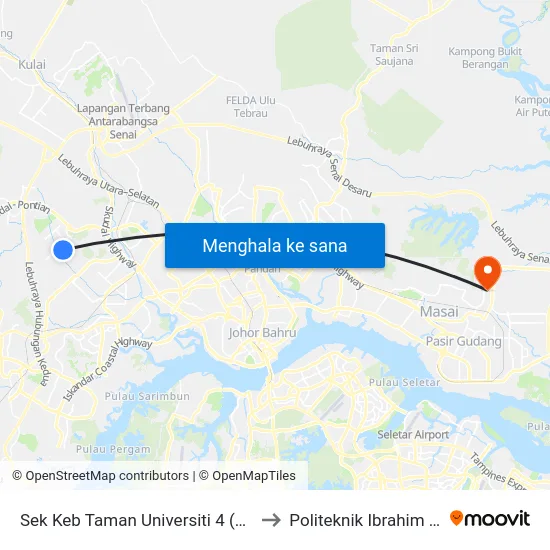 Sek Keb Taman Universiti 4 (0004365) to Politeknik Ibrahim Sultan map