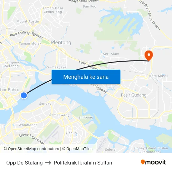 Opp De Stulang to Politeknik Ibrahim Sultan map