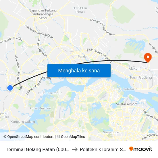 Terminal Gelang Patah (0000302) to Politeknik Ibrahim Sultan map