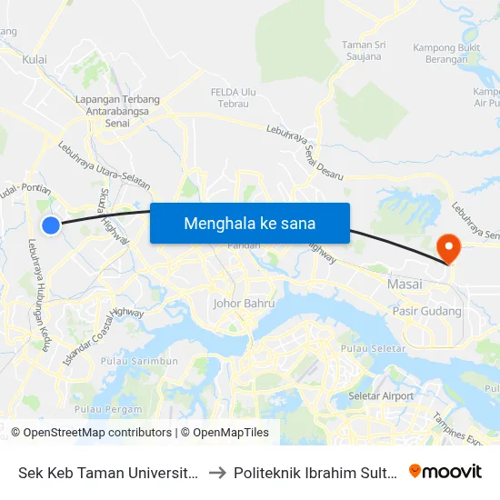 Sek Keb Taman Universiti 1 to Politeknik Ibrahim Sultan map