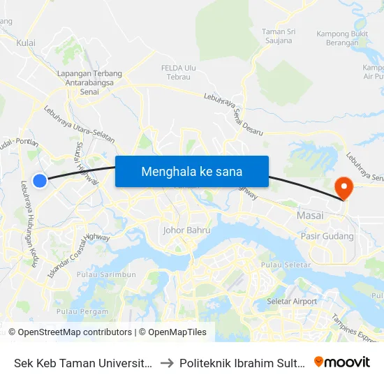Sek Keb Taman Universiti 3 to Politeknik Ibrahim Sultan map
