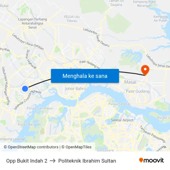 Opp Bukit Indah 2 to Politeknik Ibrahim Sultan map
