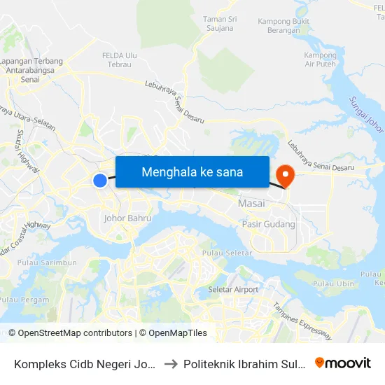 Kompleks Cidb Negeri Johor to Politeknik Ibrahim Sultan map