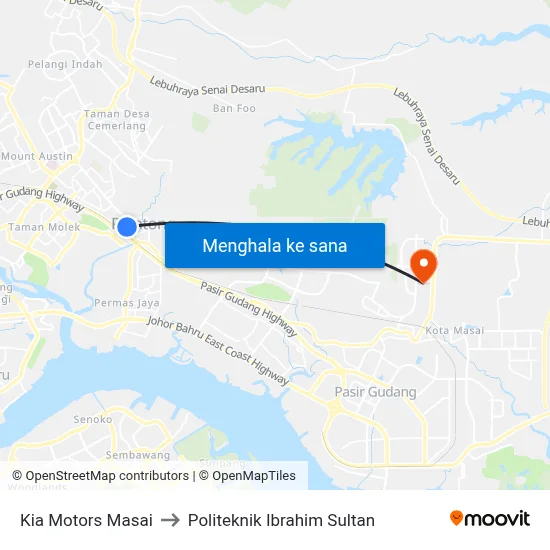 Kia Motors Masai to Politeknik Ibrahim Sultan map