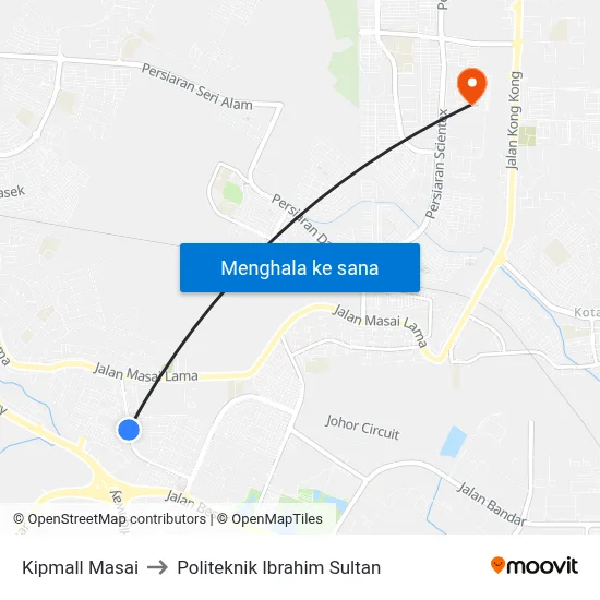 Kipmall Masai to Politeknik Ibrahim Sultan map