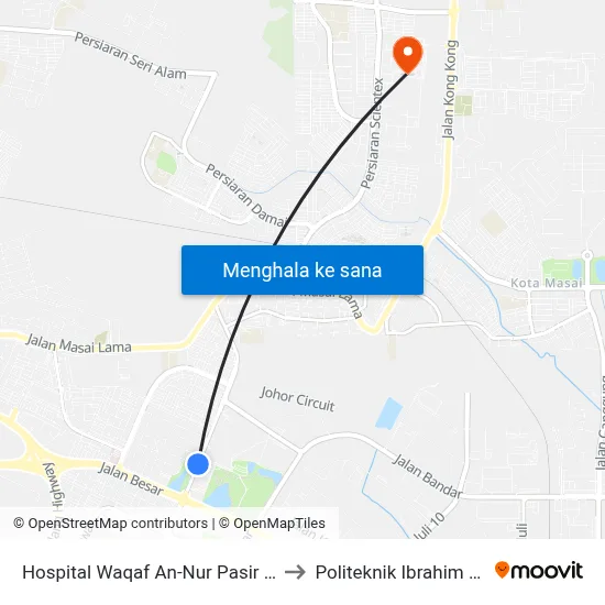 Hospital Waqaf An-Nur Pasir Gudang to Politeknik Ibrahim Sultan map