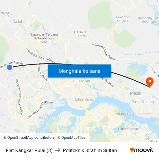 Flat Kangkar Pulai (3) to Politeknik Ibrahim Sultan map