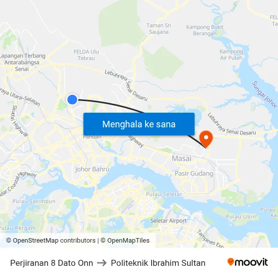 Perjiranan 8 Dato Onn to Politeknik Ibrahim Sultan map