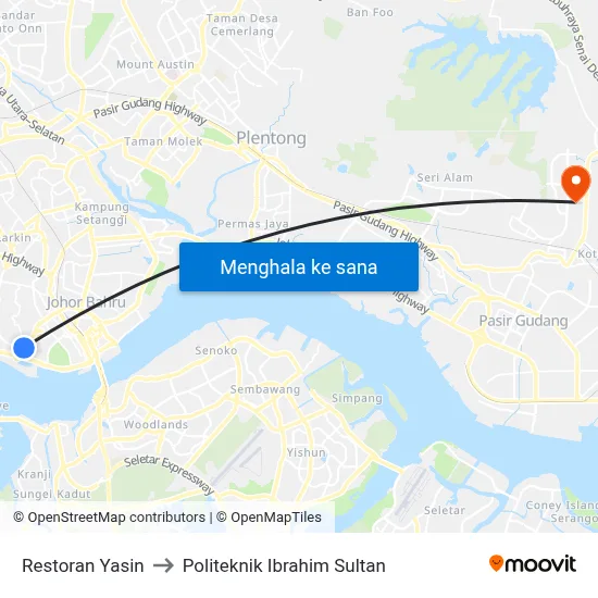 Restoran Yasin to Politeknik Ibrahim Sultan map