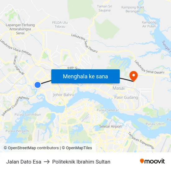 Jalan Dato Esa to Politeknik Ibrahim Sultan map