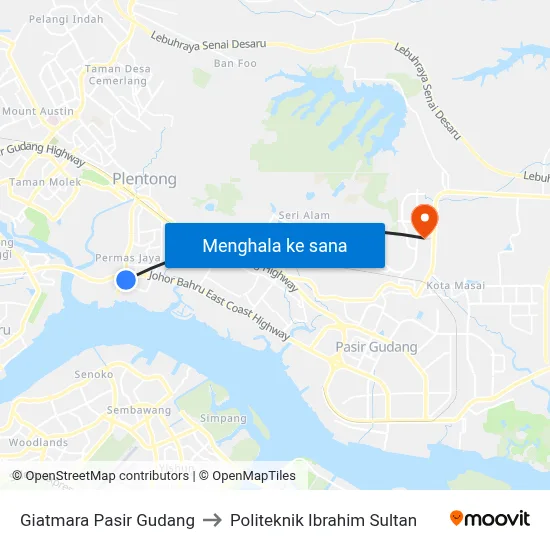 Giatmara Pasir Gudang to Politeknik Ibrahim Sultan map