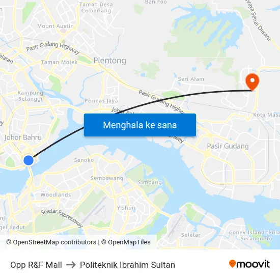 Opp R&F Mall to Politeknik Ibrahim Sultan map