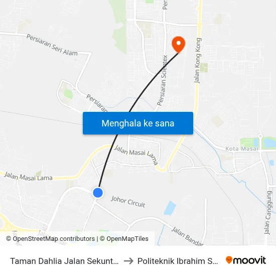 Taman Dahlia Jalan Sekuntum 2 to Politeknik Ibrahim Sultan map
