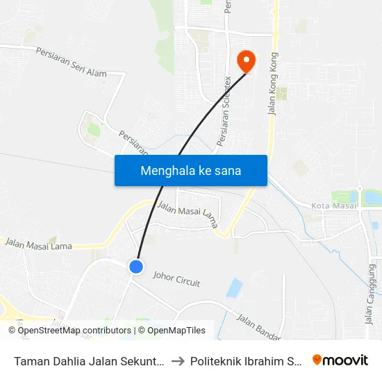 Taman Dahlia Jalan Sekuntum 2 to Politeknik Ibrahim Sultan map