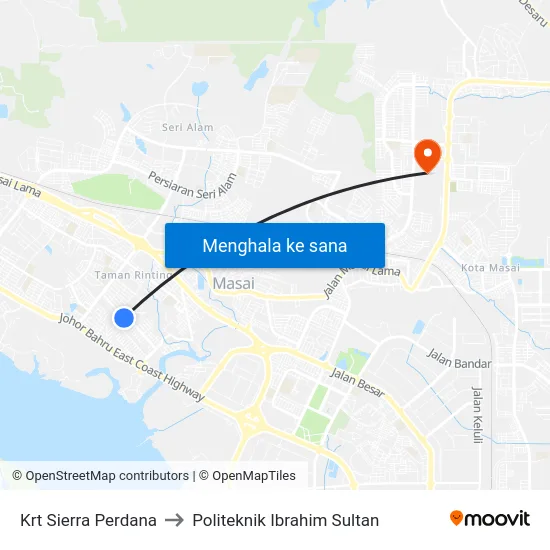Krt Sierra Perdana to Politeknik Ibrahim Sultan map