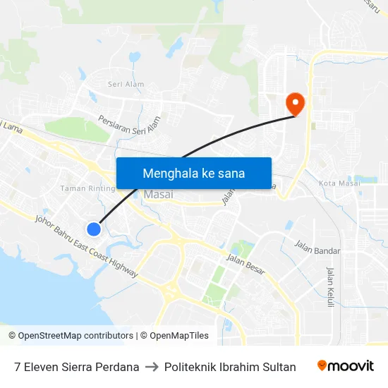 7 Eleven Sierra Perdana to Politeknik Ibrahim Sultan map