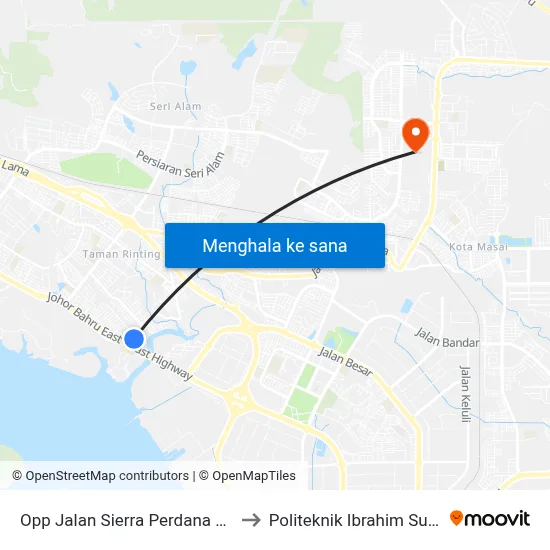 Opp Jalan Sierra Perdana 3/18 to Politeknik Ibrahim Sultan map