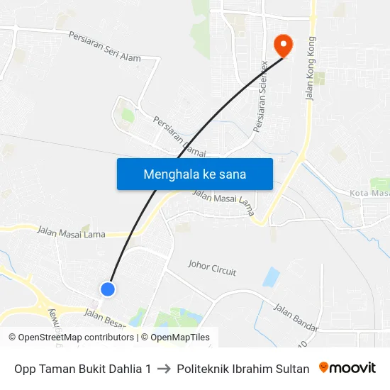 Opp Taman Bukit Dahlia 1 to Politeknik Ibrahim Sultan map