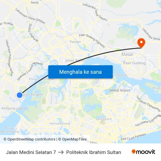 Jalan Medini Selatan 7 to Politeknik Ibrahim Sultan map