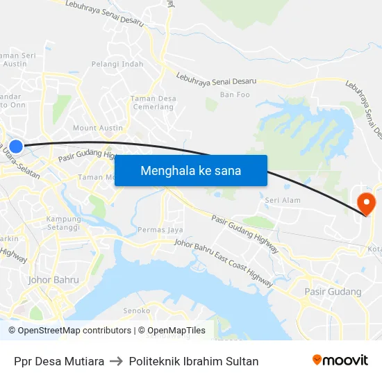 Ppr Desa Mutiara to Politeknik Ibrahim Sultan map