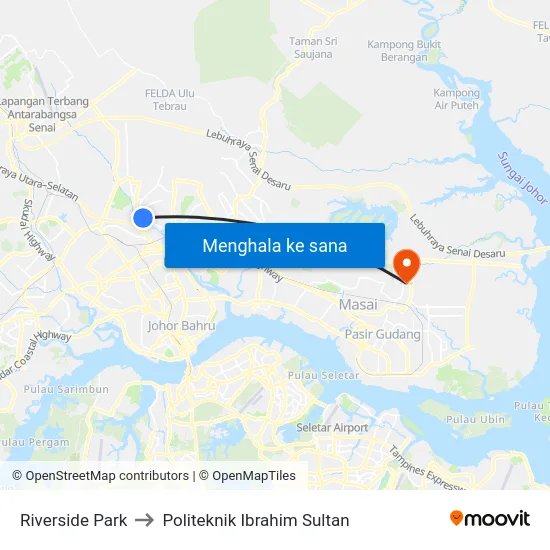 Riverside Park to Politeknik Ibrahim Sultan map